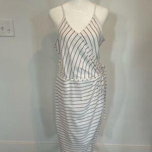 41 Hawthorn Striped Sleeveless Wrap Dress White Black Size‎ L